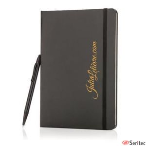 Libreta personalizada con tapa de tela y lateral de color