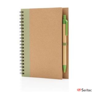 Cuaderno de espiral kraft con bolígrafo promocional