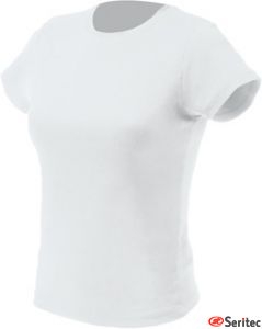 Camiseta básica mujer manga corta en blanco personalizable