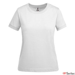 Camiseta mujer de algodón blanca manga corta personalizada