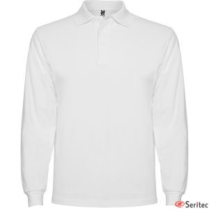 Polo blanco de manga larga hombre puos canal personalizado