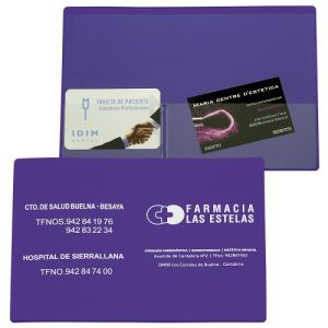 Funda de vinilo  para farmacia con 1 bolsillo abierto y 2 tarjeteros personalizable