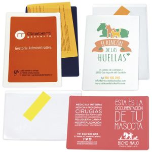 Funda portadocumentos de vinilo con 1 bolsillo abierto en la parte larga personalizable