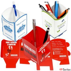 Portalápices de cartón reciclado automontable personalizado