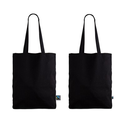 Bolsa tote negra publicitaria comercio justo 280 gr