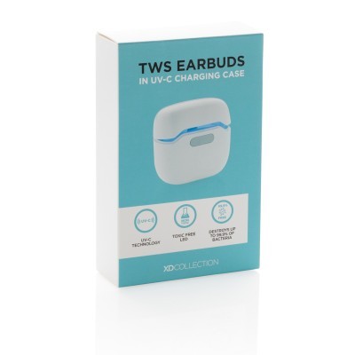 Auriculares publicitarios personalizados inalámbricos TWS en estuche de carga esterilizante UV-C