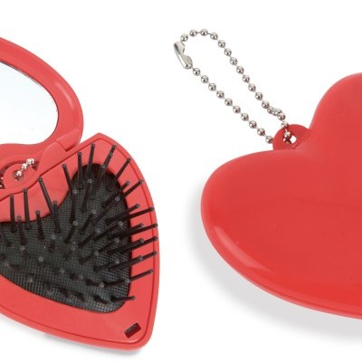 Cepillo plegable con espejo forma corazón personalizado