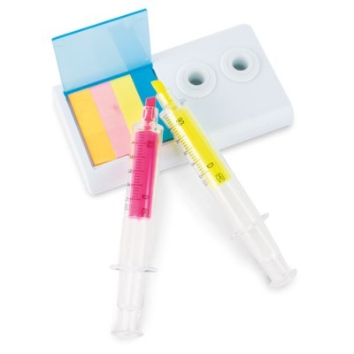 Set marcadores fluorescentes jeringuilla, set médico