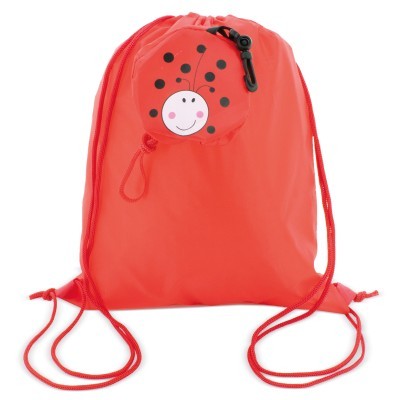 Mochila plegable con forma de mariquita publicitaria