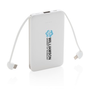 Powerbank personalizado 5.000 mAh de bolsillo con cables integrados