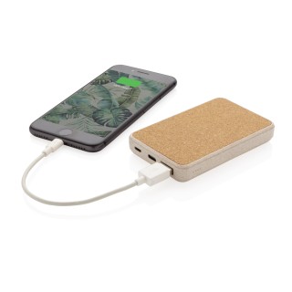 Powerbank de bolsillo de corcho y trigo de 5.000 mAh publicitario