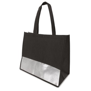 Bolsa lafayette blanca/negra con banda plateada para personalizar